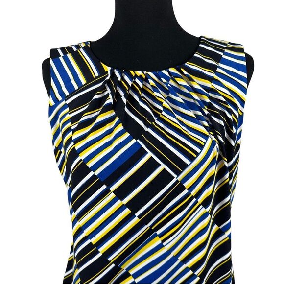 Calvin Klein Sleeveless Bold Stripes/Geometric Print Blouse Size Large Petite - Picture 1 of 8